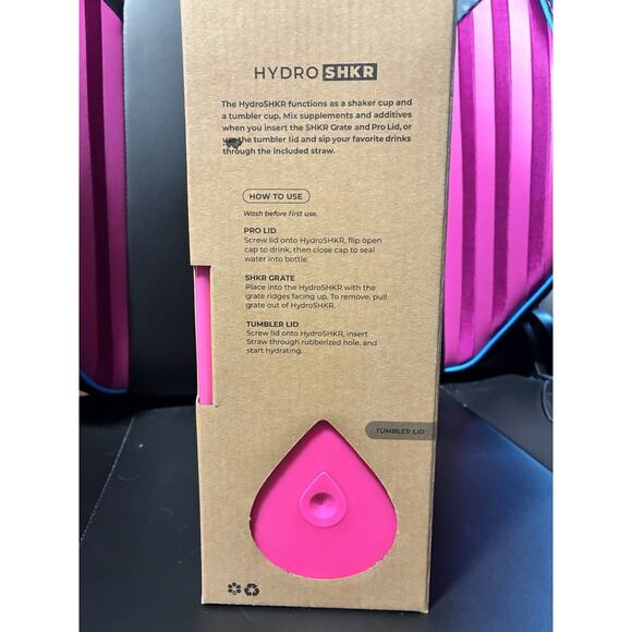 Hydro Jug Hydro Shkr 2 Lid Combo Shaker & Tumbler Cup 24 Oz Studded Hot pink - Picture 4 of 5